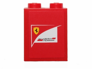 3245cpb025 - Brick 1 x 2 x 2 with Inside Stud Holder with Scuderia Ferrari Logo Pattern (Sticker) - Set 30191