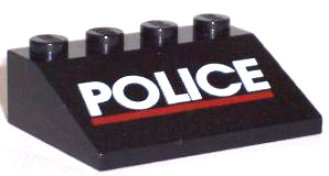 3297pb008 - Slope 33 3 x 4 with White 'POLICE' Red Line Pattern