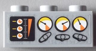 3622pb041 - Brick 1 x 3 with Gauges and Valves Pattern (Sticker) - Set 60002