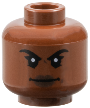 3626pb2112 - Minifigure, Head Female Black Eyebrows, Dark Brown Lips, Neutral Expression Pattern