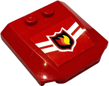 45677pb001 - Wedge 4 x 4 x 2/3 Triple Curved with Fire Logo Badge and 2 White Chevrons Pattern (Sticker) - Sets 7208 / 7942 / 7945