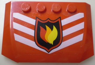 52031pb005 - Wedge 4 x 6 x 2/3 Triple Curved with Fire Logo Badge and 3 White Chevrons Pattern (Sticker) - Set 7239