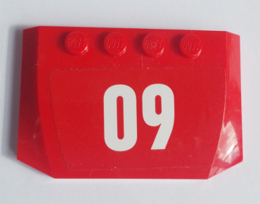 52031pb128 - Wedge 4 x 6 x 2/3 Triple Curved with White '09' on Red Background Pattern (Sticker) - Set 60110