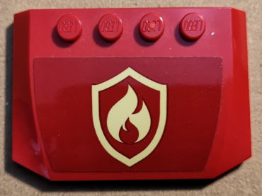 52031pb164 - Wedge 4 x 6 x 2/3 Triple Curved with Bright Light Yellow and Red Fire Logo Badge Pattern (Sticker) - Set 60231