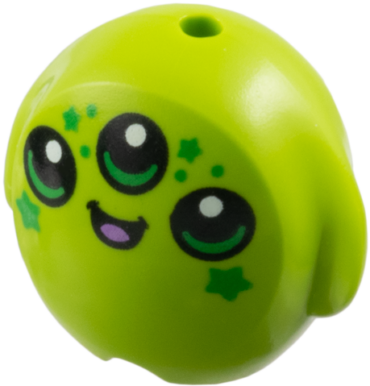 6330pb11 - Minifigure, Utensil Pillow Plush Toy with Alien Face with 3 Black Eyes and Mouth, Medium Lavender Tongue and Bright Green Stars Pattern