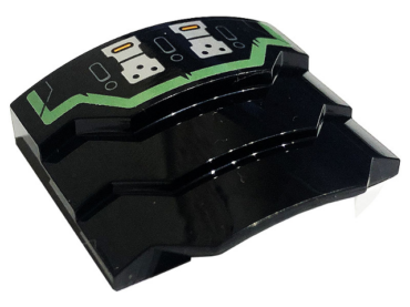 66955pb001 - Wedge 4 x 3 Stepped No Studs with Sand Green Stripe and Silver Hinges Pattern (Sticker) - Set 71736