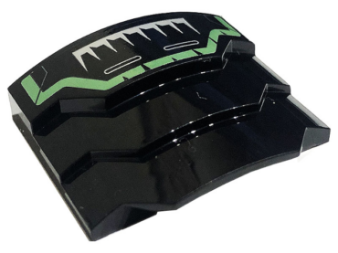 66955pb002 - Wedge 4 x 3 Stepped No Studs with Sand Green Stripe and Silver Spikes Pattern (Sticker) - Set 71736
