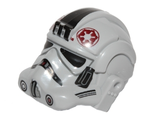87556pb05 - Minifigure, Headgear Helmet SW Stormtrooper Type 2, AT-AT Driver Dark Red Imperial Logo and Large Black Plates on Sides Pattern