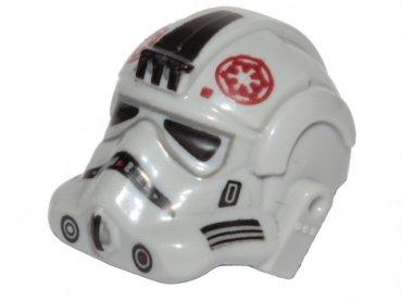 87556pb11 - Minifigure, Headgear Helmet SW Stormtrooper Type 2, AT-AT Driver Dark Red Imperial Logo and Small Black Plates on Sides Pattern