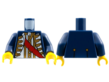 973pb0542c01 - Torso Pirate Governor with Red Sash Pattern / Dark Blue Arms / Yellow Hands