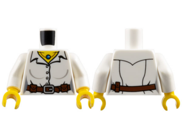 973pb0835c01 - Torso Pharaoh's Quest Female Blouse with Buttons, Belt and Necklace Pattern (Helena Tova) / White Arms / Yellow Hands