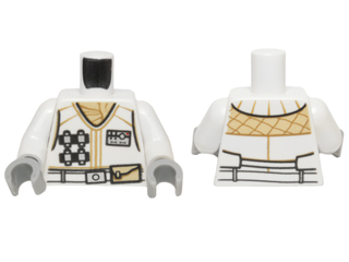973pb2115c01 - Torso SW Hoth Rebel Vest with ID Badge, Utility Belt and Tan Scarf Pattern / White Arms / Light Bluish Gray Hands