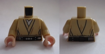 973pb2927c01 - Torso SW Jedi Robe, Belt and White Undershirt Pattern (Obi-Wan) / Tan Arms / Light Nougat Hands