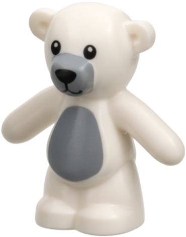 98382pb011 - Teddy Bear with Black Eyes, Nose and Mouth, Dark Bluish Gray Stomach and Muzzle Pattern