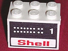BA001pb04 - Stickered Assembly 3 x 2 x 1 2/3 with Shell Tank Number 1 Pattern on Both Sides (Stickers) - Set 6610 - 2 Plate 2 x 3, 1 Brick 1 x 2, 1 Brick 1 x 3, 1 Brick, Modified 1 x 1 with Headlight