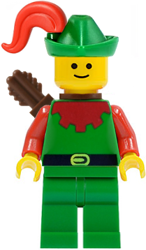 cas323 - Forestman - Red, Green Hat, Red Plume, Quiver