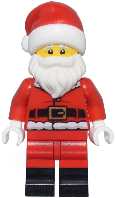 hol362 - Santa - Fur Lined Jacket with 2 Wrinkles on Back, Red Legs with Black Boots, Santa Hat with Molded Red Top