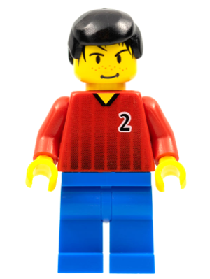 soc061 - Soccer Player - Red and Blue Team with Number 2