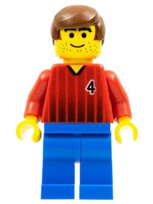 soc062 - Soccer Player - Red and Blue Team with Number 4