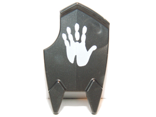 10049pb01 - Minifigure, Shield Broad Spiked Bottom and Cutout Corner (Uruk-hai Shield) with White Handprint Pattern