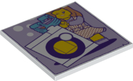 10202pb024 - Tile 6 x 6 with Bottom Tubes with Minifigure and Washing Machine Pattern