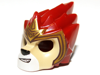 11129pb04 - Minifigure, Headgear Mask Lion with Tan Face and Gold Crown Pattern