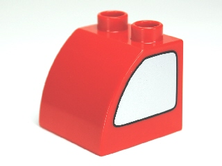 11170pb01 - Duplo, Brick 2 x 2 x 1 1/2 Slope Curved with Metallic Silver Window Pattern on Both Sides