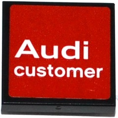 11203pb022 - Tile, Modified 2 x 2 Inverted with 'Audi' and 'customer' on Red Background Pattern (Sticker) - Set 75873