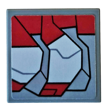 11203pb039R - Tile, Modified 2 x 2 Inverted with Dark Red and Light Bluish Gray Armor Plates Pattern Model Right Side (Sticker) - Set 76104