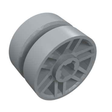 11208 - Wheel 14mm D. x 9.9mm with Center Groove, Fake Bolts and 6 Double Spokes