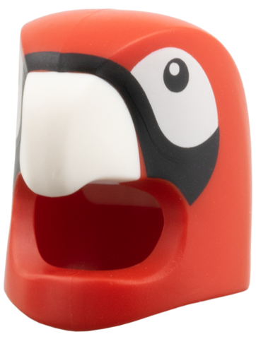 114608pb01 - Minifigure, Headgear Head Cover, Costume Parrot with Molded White Beak, Printed White Cheeks, Black Eyes and Stripe Pattern