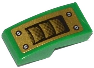 11477pb005 - Slope, Curved 2 x 1 x 2/3 with Gold Air Vent and 4 Screws Pattern (Sticker) - Set 70722