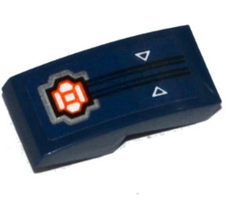 11477pb034 - Slope, Curved 2 x 1 x 2/3 with Circuitry, Orange Microchip and 2 White Triangles Pattern (Sticker) - Set 70315