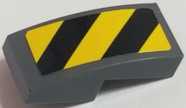 11477pb041L - Slope, Curved 2 x 1 x 2/3 with Black and Yellow Danger Stripes Pattern Left (Sticker) - Sets 60121 / 60122
