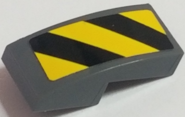 11477pb041R - Slope, Curved 2 x 1 x 2/3 with Black and Yellow Danger Stripes Pattern Right (Sticker) - Sets 60121 / 60122