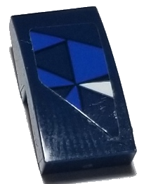 11477pb110R - Slope, Curved 2 x 1 x 2/3 with Dark Blue, Blue, and White Triangles Pattern Model Right Side (Sticker) - Set 75885