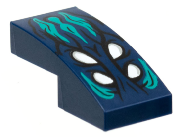 11477pb124 - Slope, Curved 2 x 1 x 2/3 with 4 White Eyes, Dark Turquoise Hair Pattern