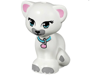 11602pb02 - Cat, Friends / Elves, Sitting with Medium Azure Eyes and Collar with Bright Pink Heart Tag, Black Nose and Light Bluish Gray Patches Pattern (Jewel)