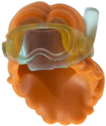 116166pb01 - Minifigure, Hair Combo, Hair with Hat, Long and Wavy with Molded Trans-Light Goggles and Snorkel Pattern