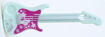 11640pb01 - Minifigure, Utensil Musical Instrument, Guitar Electric with Silver Strings, Stars, Bridge, and Output Jack and Magenta Pickguard Pattern
