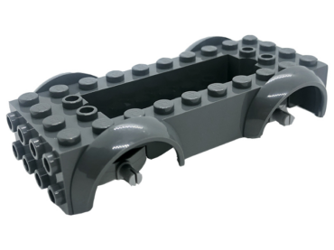 11650c02 - Vehicle, Base 5 x 10 x 2 1/2 with Mudguards and 6 x 2 Recessed Center with 3 Holes with Light Bluish Gray Wheels Holders Attached