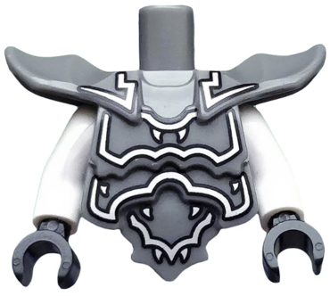 11692pb03c01 - Torso, Modified Short with Armor Breastplate with Shoulder Ridges and Silver Decoration Pattern / White Arms / Black Hands