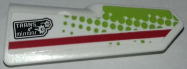 11946pb024 - Technic, Panel Fairing #21 Very Small Smooth, Side B with Red Stripe, Lime Dots and 'TRANS missions' Pattern (Sticker) - Set 42065