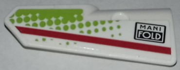 11947pb024 - Technic, Panel Fairing #22 Very Small Smooth, Side A with Red Stripe, Lime Dots and 'MANI FOLD' Pattern (Sticker) - Set 42065