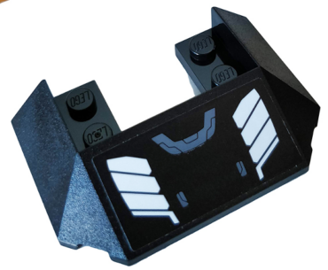 13269pb004 - Wedge 6 x 4 Cutout (Train Roof) with White Stripes on Black Background Pattern (Sticker) - Set 76104