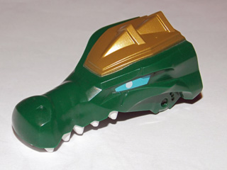 13696pb02 - Large Figure Head Modified Chima Crocodile Jaw Upper with Teeth and Gold Armor Pattern