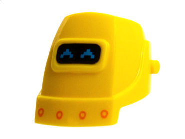 13792pb05 - Minifigure, Headgear Helmet Welding with Dark Azure Pixelated Eyes, Orange Rivets Pattern
