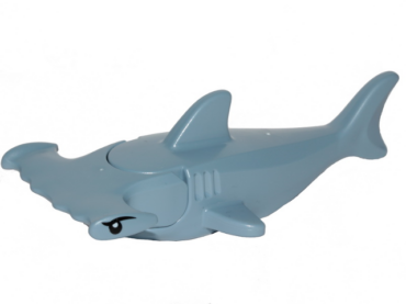 14518c03pb01 - Shark Hammerhead with Debossed Gills with Black Eyebrows and Eyes and White Pupils Pattern