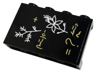 14718pb042 - Panel 1 x 4 x 2 with Side Supports - Hollow Studs with Plus Sign, Question Mark, Equal Sign, Plant, and Flower on Blackboard Pattern (Sticker) - Set 76383