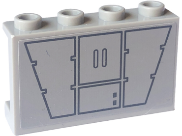 14718pb067 - Panel 1 x 4 x 2 with Side Supports - Hollow Studs with SW Wall Panels with Dark Bluish Gray Trapezoids and Rectangles Pattern (Sticker) - Set 75324